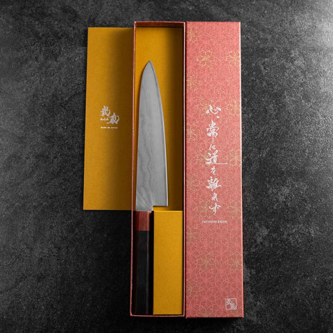 Gyuto VG-10 Damast Rosen-und Ebenholz Griff 210mm-[Musashi]-[Japan-Küchenmesser]