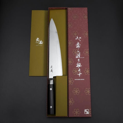 Gyuto VG-10 Damast Runder Westlicher Schwarzer Griff 235mm-[Musashi]-[Japan-Küchenmesser]