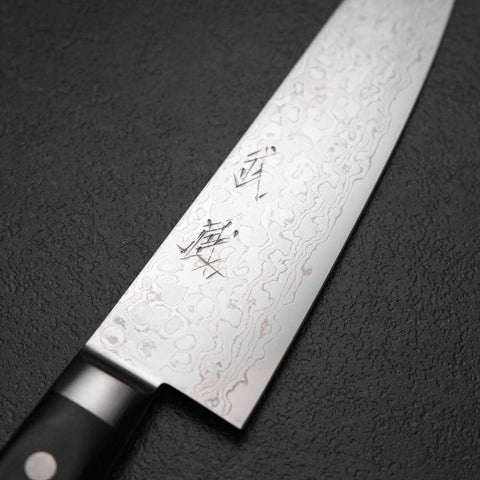 Gyuto VG-10 Damast Schwarzer Westlicher Griff 180mm-[Musashi]-[Japan-Küchenmesser]