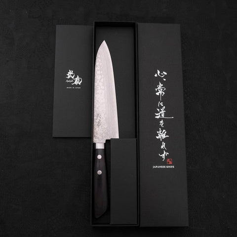 Gyuto VG-10 Damast Schwarzer Westlicher Griff 180mm-[Musashi]-[Japan-Küchenmesser]