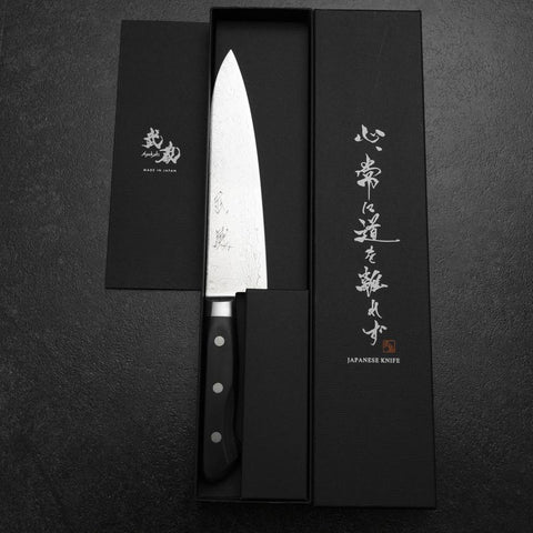 Gyuto VG-10 Damast Schwarzer Westlicher Griff 180mm-[Musashi]-[Japan-Küchenmesser]