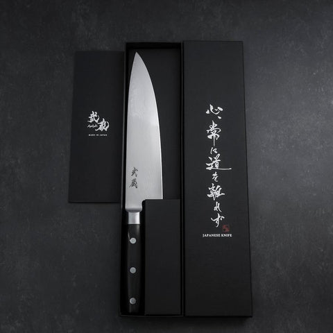 Gyuto VG-10 Damast Schwarzer Westlicher Griff 200mm-[Musashi]-[Japan-Küchenmesser]