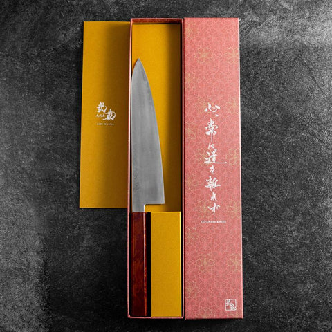 Gyuto VG-10 Damast Yamanaka Roter Urushi Griff 210mm-[Musashi]-[Japan-Küchenmesser]
