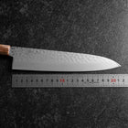 Gyuto VG-10 Kagami Tsuchime Damast Dunkelrosa Büffelhorn und Ahornholz Griff 210mm-[Musashi]-[Japan-Küchenmesser]