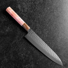 Gyuto VG-10 Kagami Tsuchime Damast Dunkelrosa Büffelhorn und Ahornholz Griff 210mm-[Musashi]-[Japan-Küchenmesser]