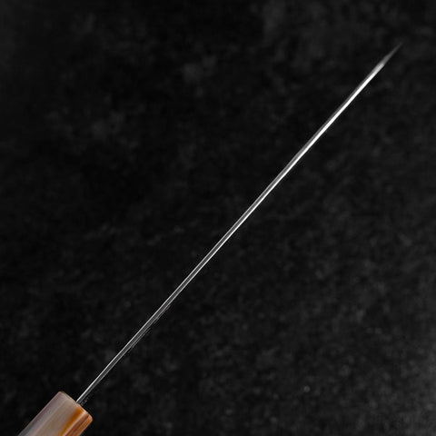 Gyuto VG-10 Kagami Tsuchime Damast Hell-Rosa Büffelhorn und Ahornholz Griff 210mm-[Musashi]-[Japan-Küchenmesser]