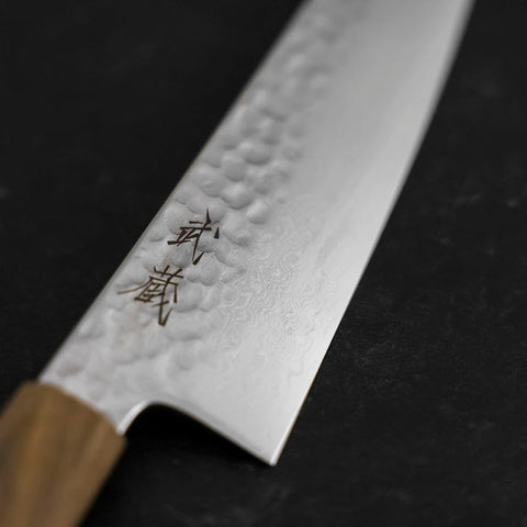 Gyuto VG-10 Tsuchime Damast Aschholz Griff 210mm-[Musashi]-[Japan-Küchenmesser]