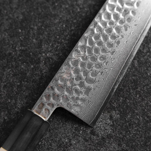 Gyuto VG-10 Tsuchime Damast Büffelhorn und Magnolienholz Griff 210mm-[Musashi]-[Japan-Küchenmesser]