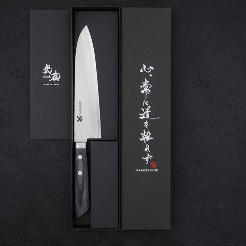 Gyuto VG-10 Tsuchime Damast Dunkelblauer Westlicher Griff 180mm-[Musashi]-[Japan-Küchenmesser]