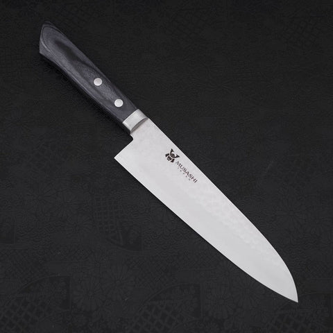 Gyuto VG-10 Tsuchime Damast Dunkelblauer Westlicher Griff 180mm-[Musashi]-[Japan-Küchenmesser]