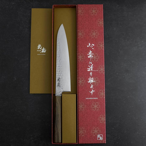 Gyuto VG-10 Tsuchime Damast Eschenholz Griff 210mm-[Musashi]-[Japan-Küchenmesser]
