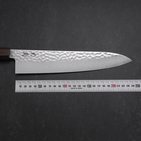 Gyuto VG-10 Tsuchime Damast Eschenholz Griff 240mm-[Musashi]-[Japan-Küchenmesser]