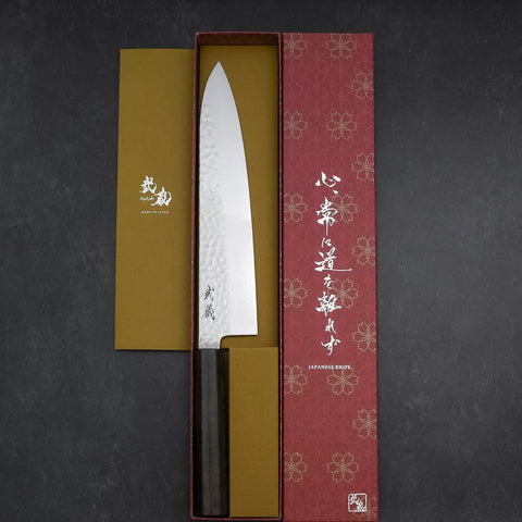 Gyuto VG-10 Tsuchime Damast Eschenholz Griff 240mm-[Musashi]-[Japan-Küchenmesser]