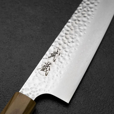 Gyuto VG-10 Tsuchime Damast Olivenholz Griff 210mm-[Musashi]-[Japan-Küchenmesser]