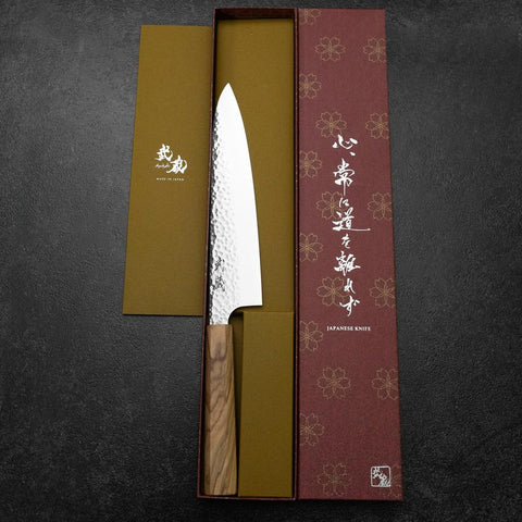 Gyuto VG-10 Tsuchime Damast Olivenholz Griff 210mm-[Musashi]-[Japan-Küchenmesser]