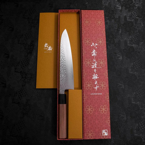 Gyuto VG-10 Tsuchime Damast Walnussholz Griff 210mm-[Musashi]-[Japan-Küchenmesser]