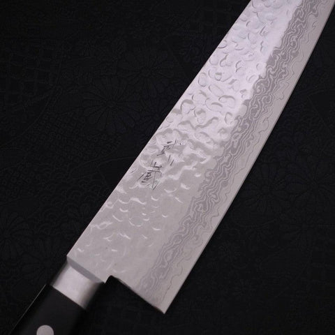 Gyuto VG-10, Tsuchime Damast Westlicher Griff in Schwarz, 210mm-[Musashi]-[Japan-Küchenmesser]