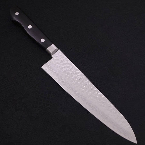 Gyuto VG-10, Tsuchime Damast Westlicher Griff in Schwarz, 210mm-[Musashi]-[Japan-Küchenmesser]