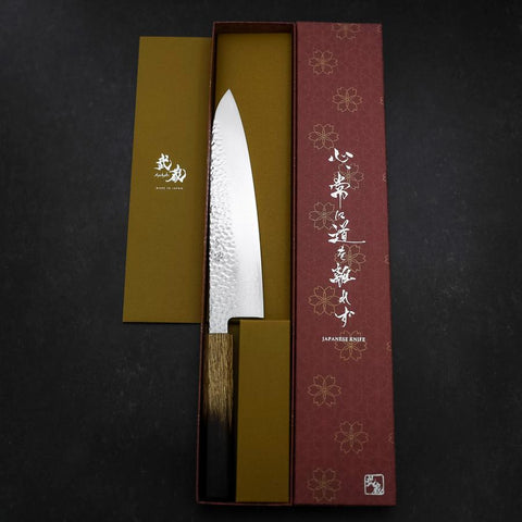 Gyuto VG-10 Tsuchime Damast Yaki Urushi Griff 210mm-[Musashi]-[Japan-Küchenmesser]