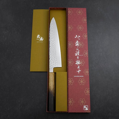 Gyuto VG-10 Tsuchime Damast Yaki Urushi-Griff 210mm-[Musashi]-[Japan-Küchenmesser]