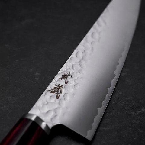 Gyuto VG-10 Tsuchime Roter Runder Griff 180mm-[Musashi]-[Japan-Küchenmesser]