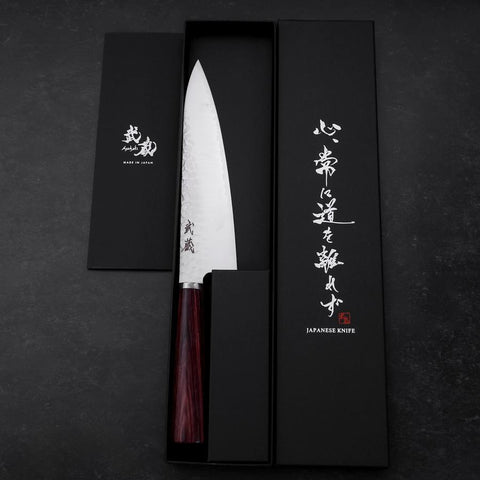 Gyuto VG-10 Tsuchime Roter Runder Griff 180mm-[Musashi]-[Japan-Küchenmesser]