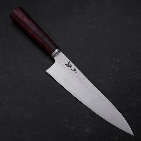 Gyuto VG-10 Tsuchime Roter Runder Griff 180mm-[Musashi]-[Japan-Küchenmesser]