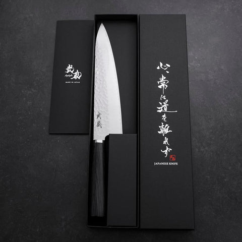 Gyuto VG-10 Tsuchime Runder Lila Griff 200mm-[Musashi]-[Japan-Küchenmesser]