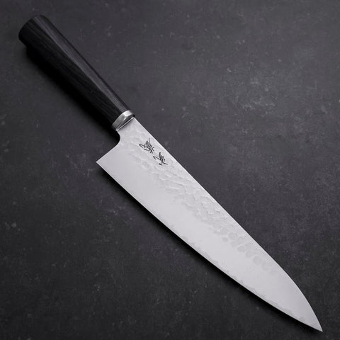 Gyuto VG-10 Tsuchime Runder Lila Griff 200mm-[Musashi]-[Japan-Küchenmesser]