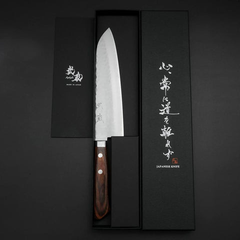 Gyuto VG-10 Tsuchime Runder Mahagoni Griff 180mm-[Musashi]-[Japan-Küchenmesser]
