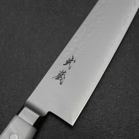 Gyuto VG-5 Tsuchime Weißer Marmor Griff 210mm-[Musashi]-[Japan-Küchenmesser]