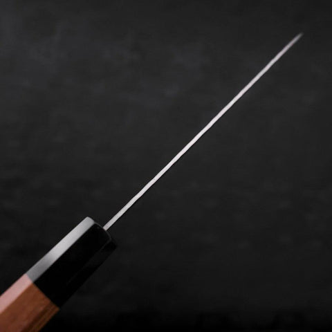 Gyuto White Steel #1 Edelstahlummantelung Tsuchime Büffelhorn und Teakholz Griff 180mm-[Musashi]-[Japan-Küchenmesser]