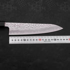 Gyuto White Steel #1 Edelstahlummantelung Tsuchime Büffelhorn und Teakholz Griff 180mm-[Musashi]-[Japan-Küchenmesser]