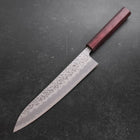 Gyuto White Steel #1 Edelstahlummantelung Tsuchime Lila Urushi Griff 240mm-[Musashi]-[Japan-Küchenmesser]