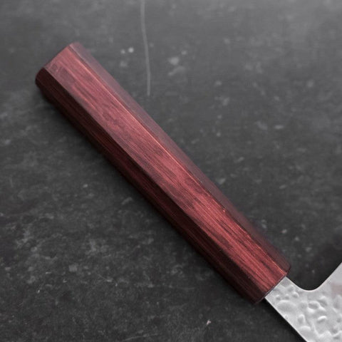 Gyuto White Steel #1 Edelstahlummantelung Tsuchime Lila Urushi Griff 240mm-[Musashi]-[Japan-Küchenmesser]