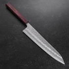 Gyuto White Steel #1 Edelstahlummantelung Tsuchime Lila Urushi Griff 240mm-[Musashi]-[Japan-Küchenmesser]