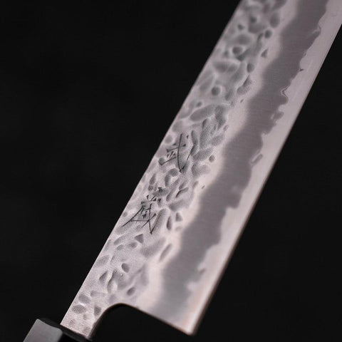 Gyuto White Steel #1 Edelstahlummantelung Tsuchime Walnussholz Griff 240mm-[Musashi]-[Japan-Küchenmesser]
