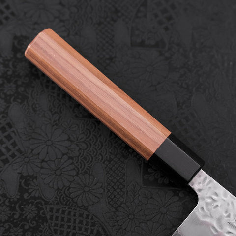 Gyuto White Steel #1 Edelstahlummantelung Tsuchime Walnussholz Griff 240mm-[Musashi]-[Japan-Küchenmesser]