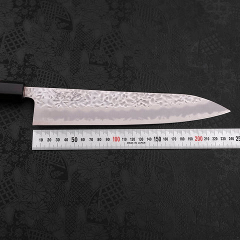 Gyuto White Steel #1 Edelstahlummantelung Tsuchime Walnussholz Griff 240mm-[Musashi]-[Japan-Küchenmesser]