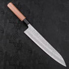 Gyuto White Steel #1 Edelstahlummantelung Tsuchime Walnussholz Griff 240mm-[Musashi]-[Japan-Küchenmesser]