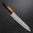 Gyuto White Steel #1 Edelstahlummantelung Tsuchime Yaki Urushi Griff 240mm-[Musashi]-[Japan-Küchenmesser]