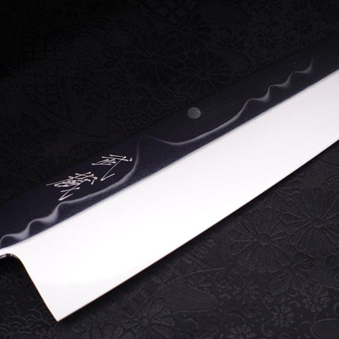 Gyuto White Steel #1, Kagami Mond-Fuji Sui-Honyaki Büffelhorn und Ebenholz Griff mit Scheide, 240mm-[Musashi]-[Japan-Küchenmesser]