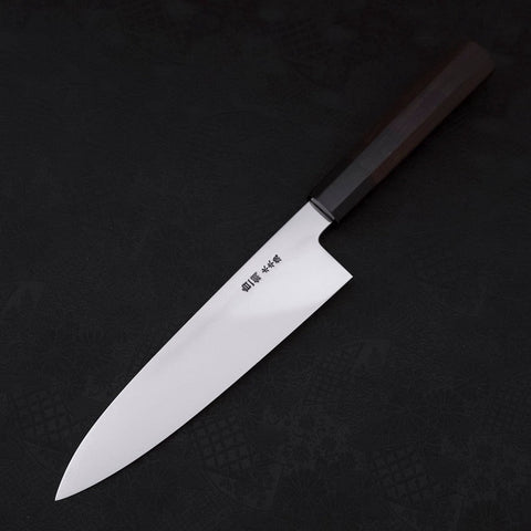 Gyuto White Steel #1 Kagami Sui-Honyaki Büffelhorn und Ebenholz Griff mit Scheide 210mm-[Musashi]-[Japan-Küchenmesser]