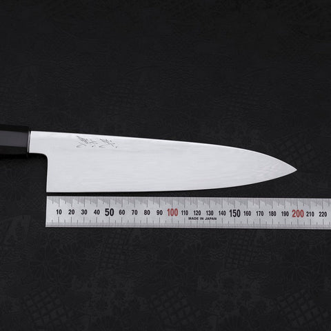 Gyuto White Steel #1 Kagami Sui-Honyaki Büffelhorn und Ebenholz Griff mit Scheide 210mm-[Musashi]-[Japan-Küchenmesser]