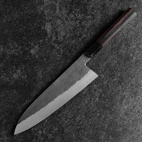 Gyuto White Steel #1 Kurouchi Tsuchime Buffalo Ebony Handle 210mm (8.3”)-[Musashi]-[Japan-Küchenmesser]