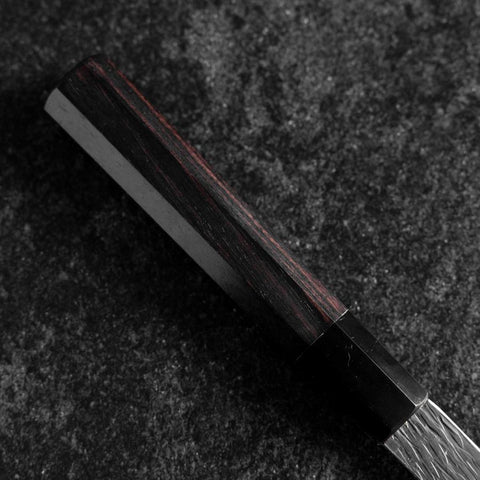 Gyuto White Steel #1 Kurouchi Tsuchime Buffalo Ebony Handle 210mm (8.3”)-[Musashi]-[Japan-Küchenmesser]