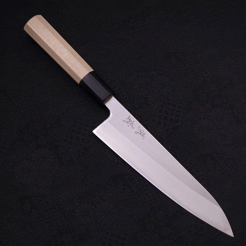 Gyuto White Steel #1, Poliert Büffelhorn und Ebenholz Griff, 180mm-[Musashi]-[Japan-Küchenmesser]