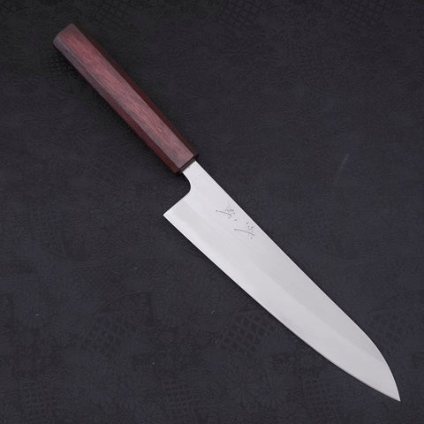 Gyuto White Steel #1, Poliert Urushi Griff in Lila, 210mm-[Musashi]-[Japan-Küchenmesser]