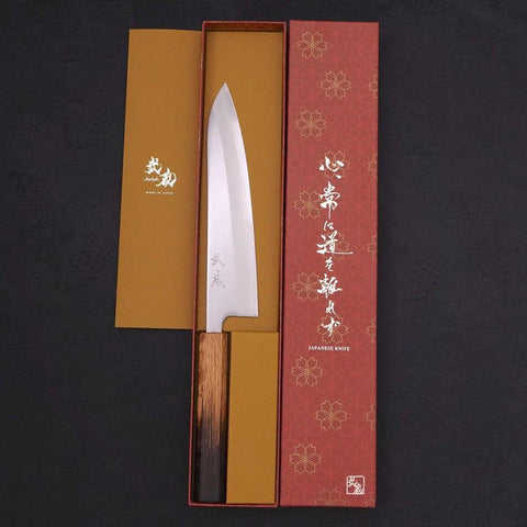 Gyuto White Steel #1 Poliert Yaki Urushi Griff 210mm-[Musashi]-[Japan-Küchenmesser]