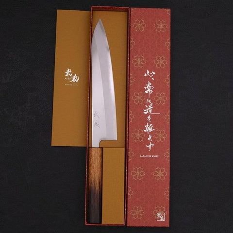 Gyuto White Steel #1 Poliert Yaki Urushi Griff 240mm-[Musashi]-[Japan-Küchenmesser]